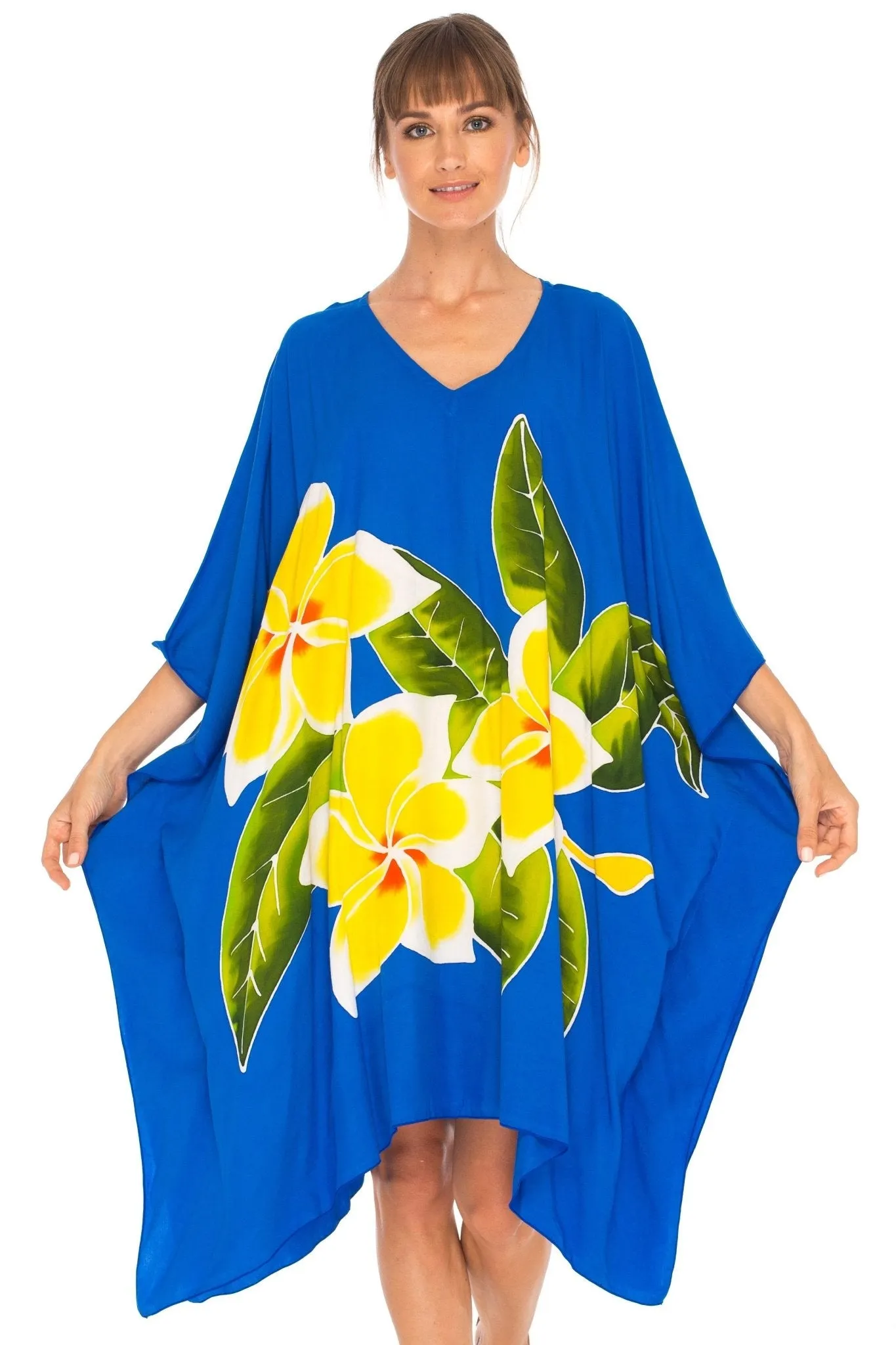 SHU-SHI Women's Plus Size Short Kaftan Poncho Dress - Beach Swimsuit Cover-Up