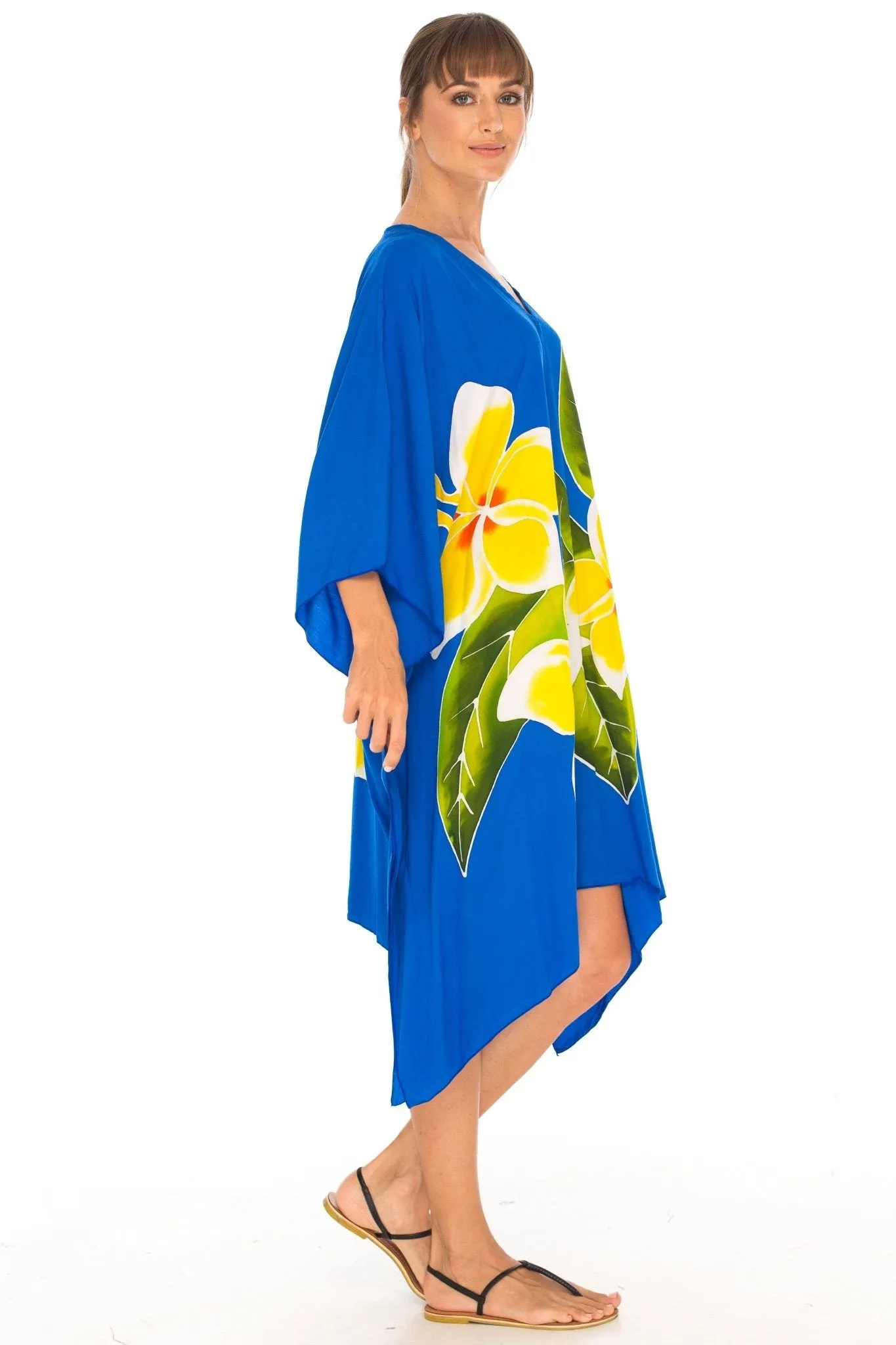 SHU-SHI Women's Plus Size Short Kaftan Poncho Dress - Beach Swimsuit Cover-Up