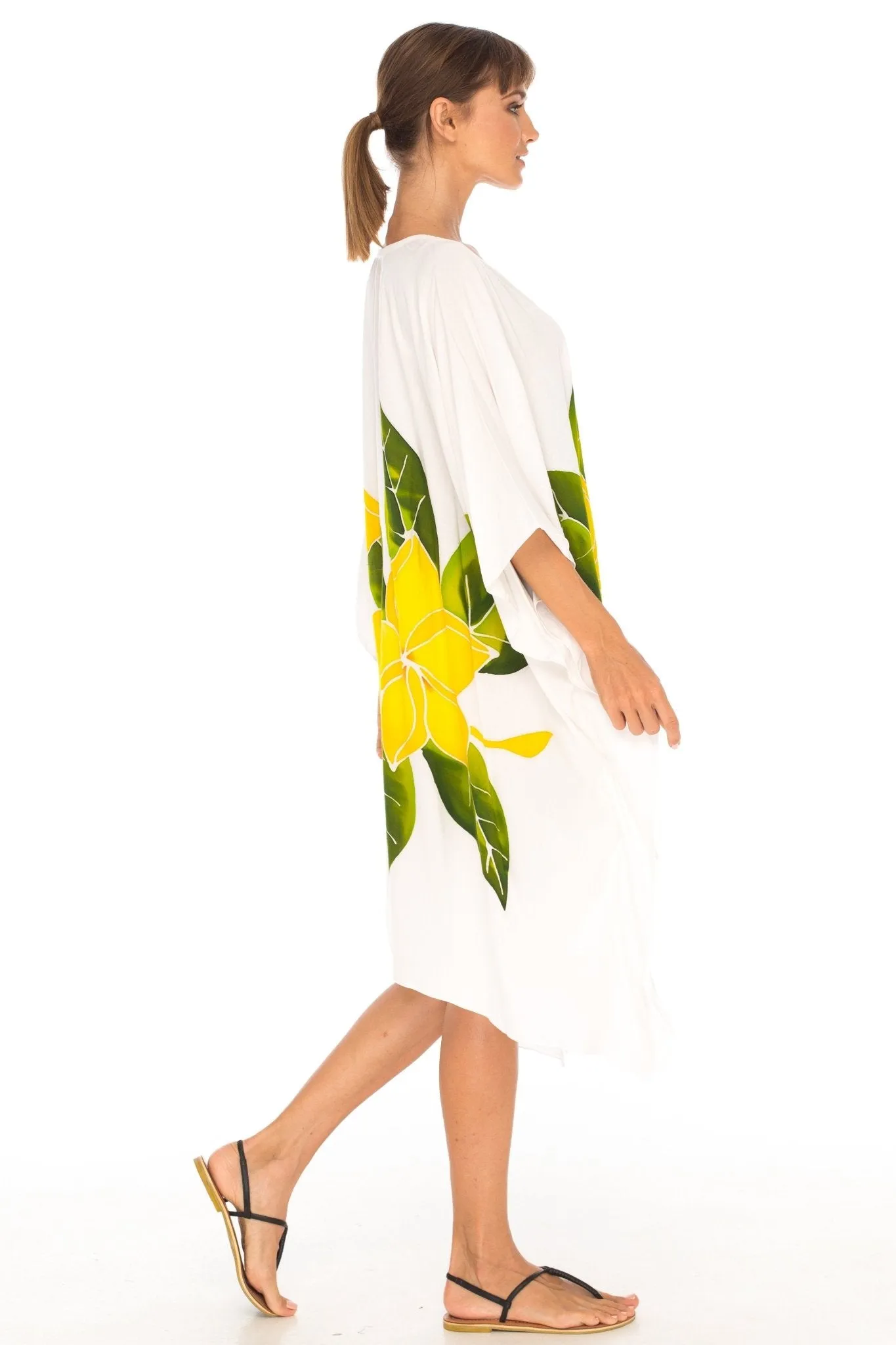 SHU-SHI Women's Plus Size Short Kaftan Poncho Dress - Beach Swimsuit Cover-Up