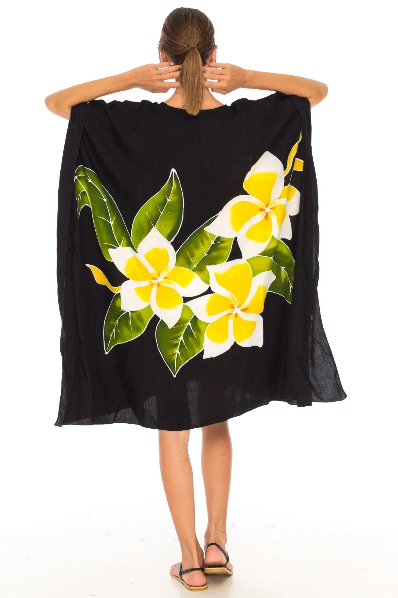SHU-SHI Women's Plus Size Short Kaftan Poncho Dress - Beach Swimsuit Cover-Up