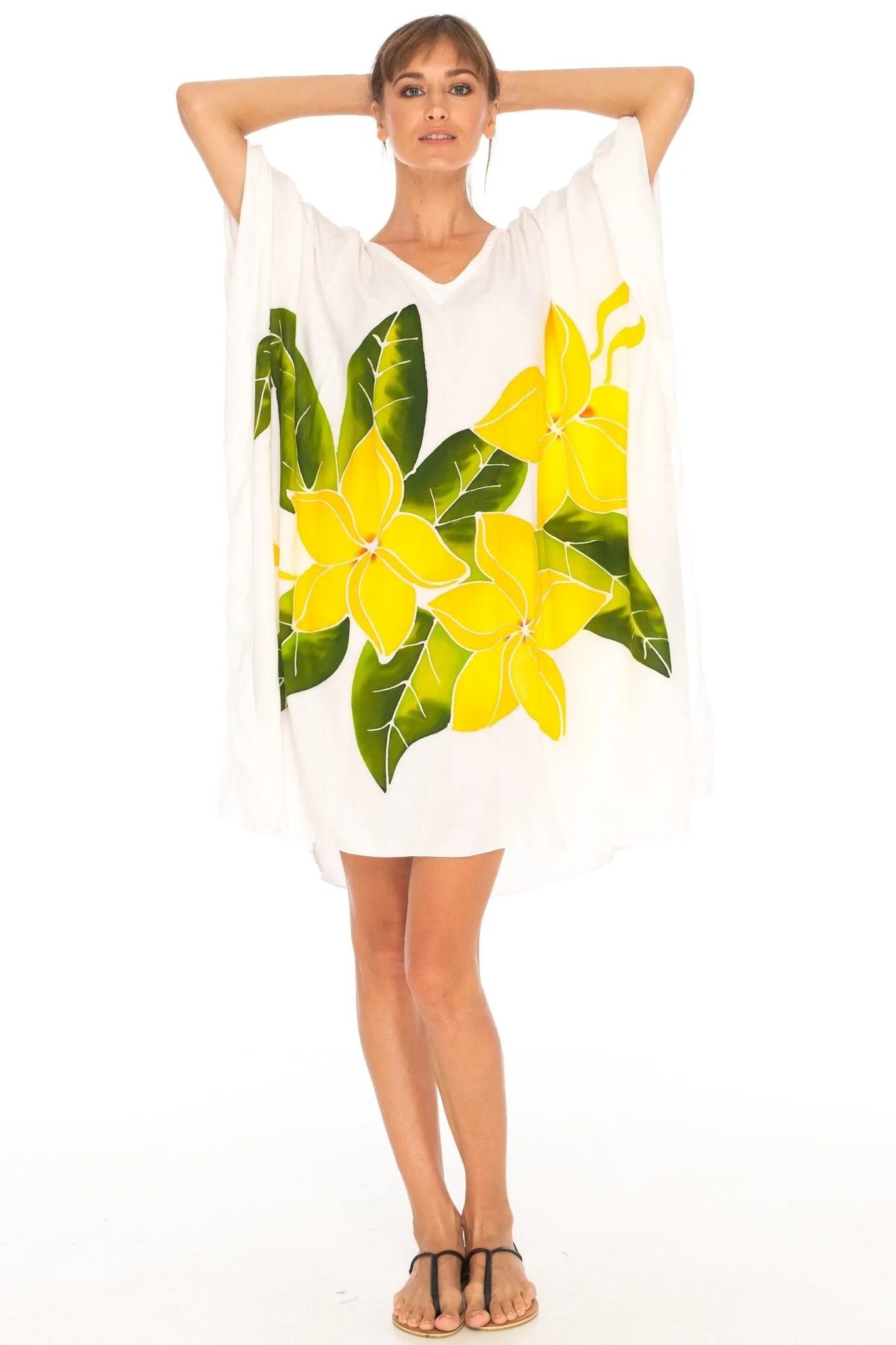 SHU-SHI Women's Plus Size Short Kaftan Poncho Dress - Beach Swimsuit Cover-Up