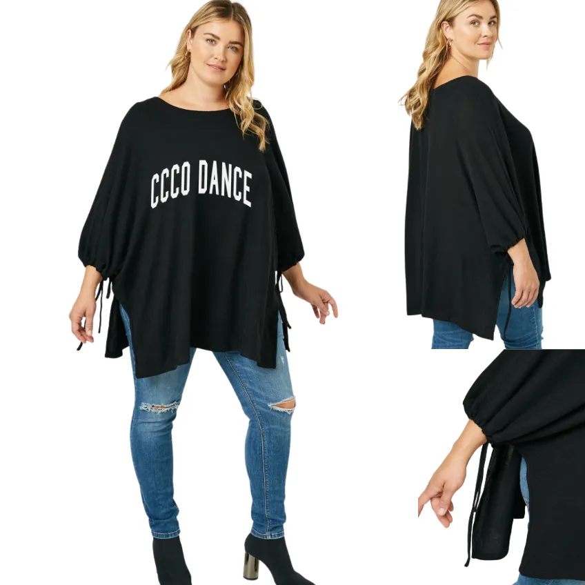 Side Tie Knit Poncho Top - PLUS or OVERSIZED FIT