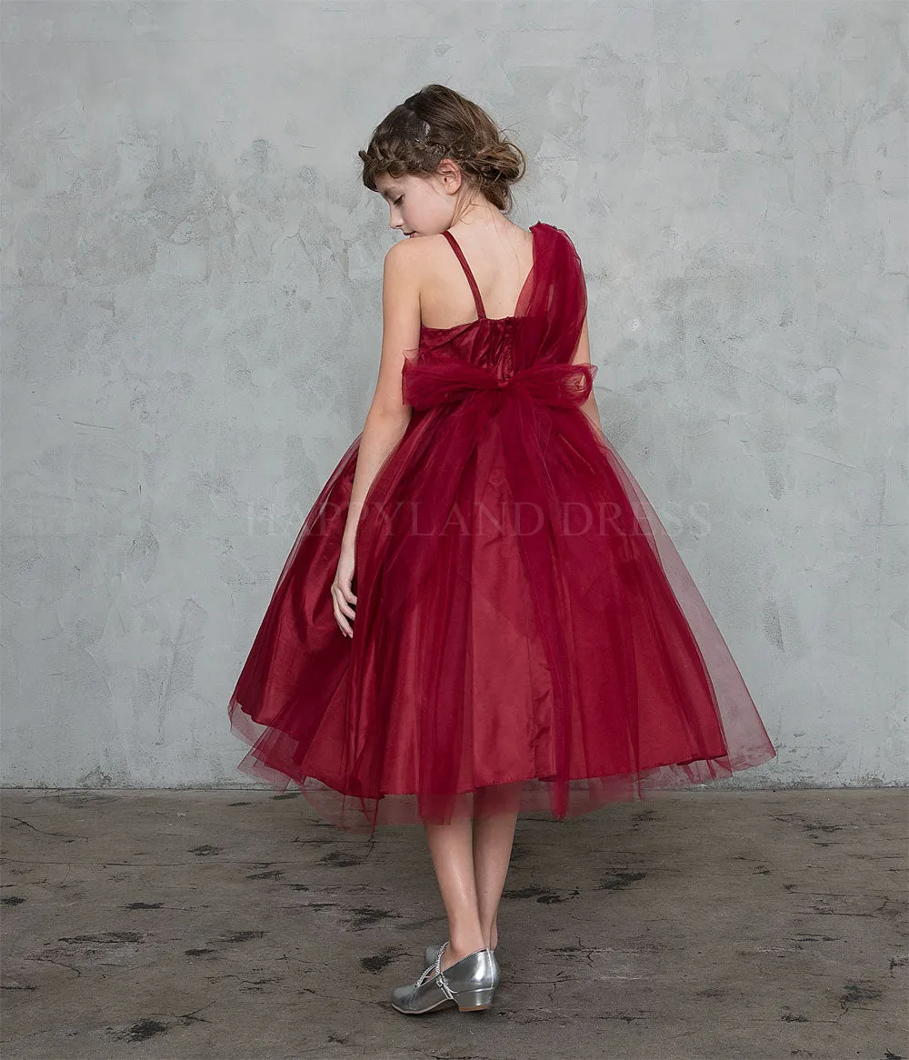 Silver Draped Shoulder with Rhinestone Tulle Dress #212760