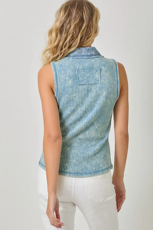 Sleeveless Button Down Top