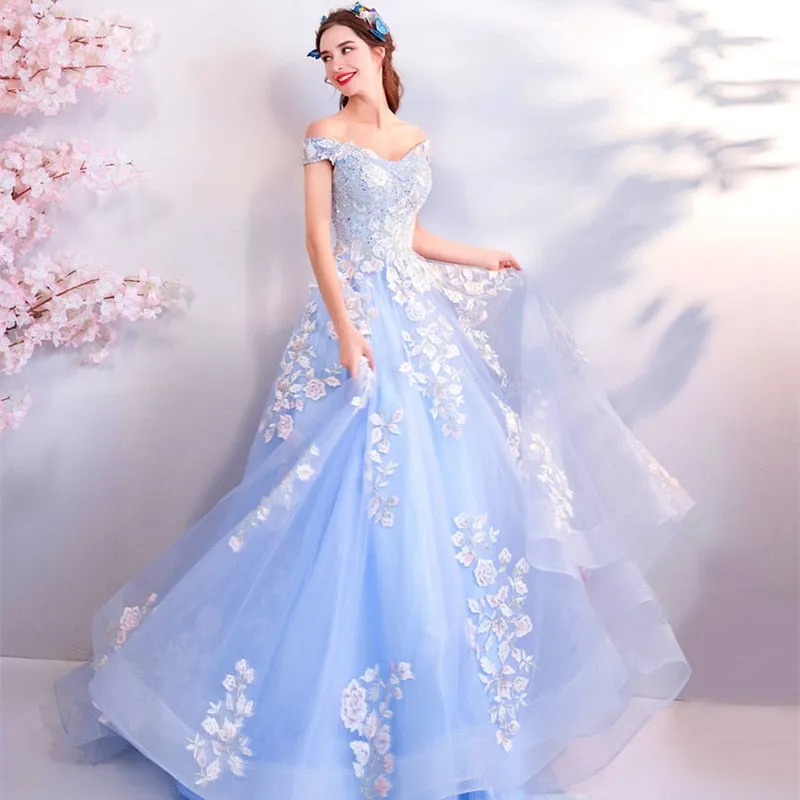 Sleeveless Lace Appliques Quinceañera Prom Gown Trailing Embroidery Vestido de noche Train