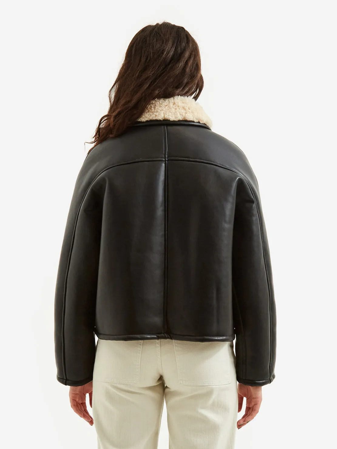 Stand Studio Amelie Jacket Faux Shearling Grainy - Black/Sand