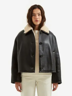 Stand Studio Amelie Jacket Faux Shearling Grainy - Black/Sand