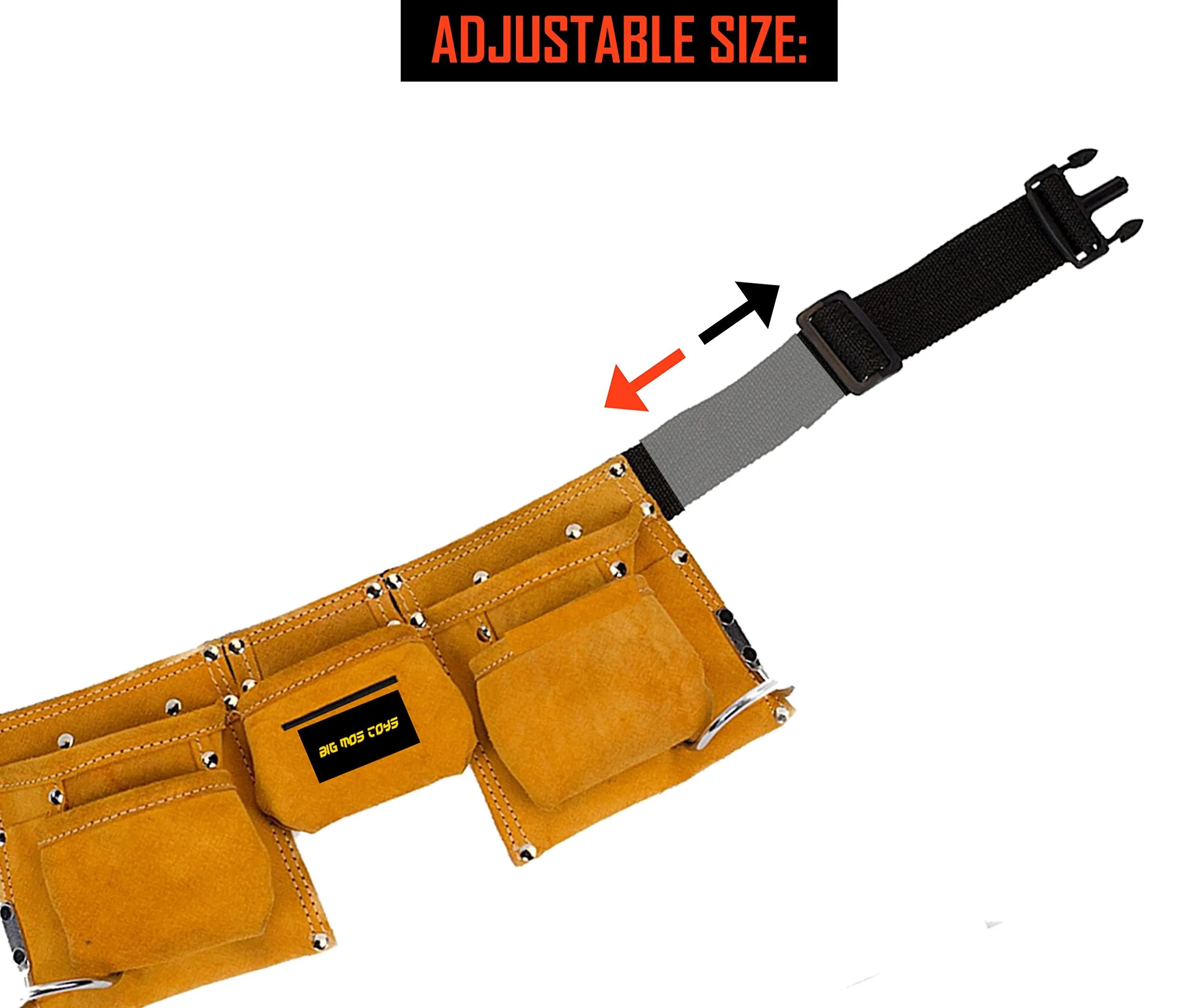 Tool Belt - Kids Brown Faux Suede Pretend Play Belt for Tools with Adjustable Strap