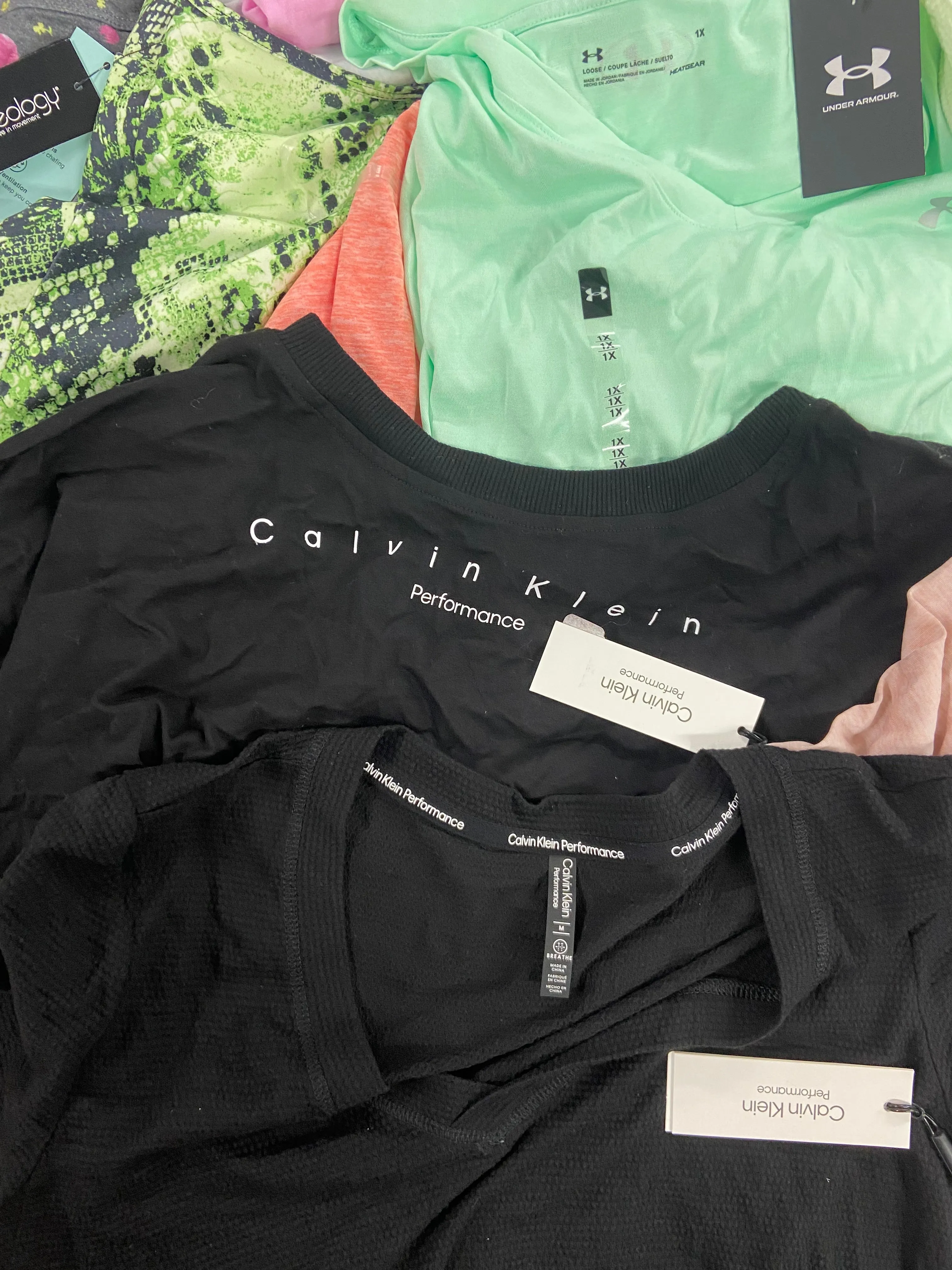 Women's Clothing Activewear Wholesale Lot, CALVIN KLEIN, UNDER ARMOUR, SKECHERS, IDEOLOGY, 19 items, Shelf Pulls, MSRP $504